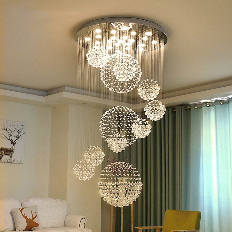 Zen Luna Luxury Crystal High Ceiling Chandelier - Zen LEDS