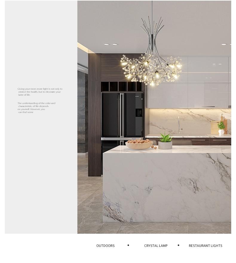 Modern Led Chandelie lighting Nordic restaurant pendant lamps bedroom fixtures dining room crystal hanging lights
