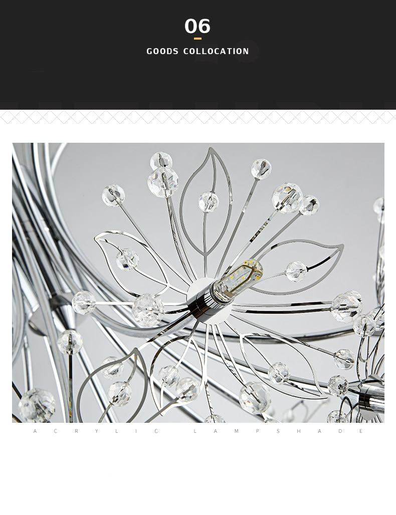 Modern Led Chandelie lighting Nordic restaurant pendant lamps bedroom fixtures dining room crystal hanging lights