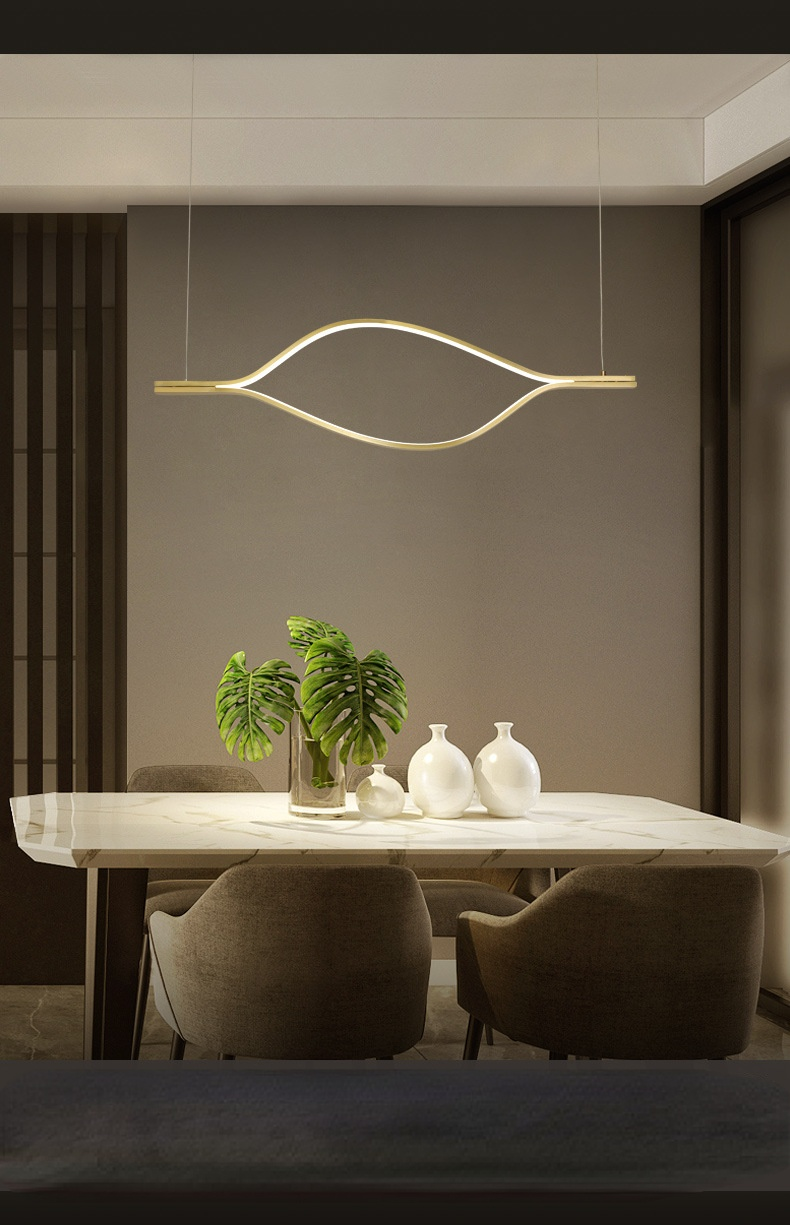 Wave Light Creative Lustre Chandelier Lighting Art Simple Line Pendant Lights for Living Room Kitchen Dining Room Bar Decoration