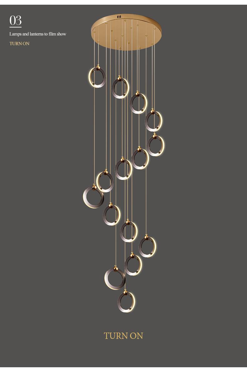 Stair lamp long chandelier duplex building modern minimalist light luxury creative villa loft living room ring chandelier Stair lamp long chandelier duplex building modern minimalist light luxury creative villa loft living room ring chandelier