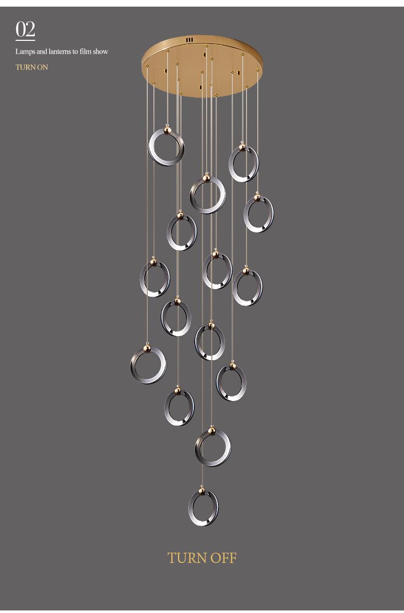 Stair lamp long chandelier duplex building modern minimalist light luxury creative villa loft living room ring chandelier Stair lamp long chandelier duplex building modern minimalist light luxury creative villa loft living room ring chandelier