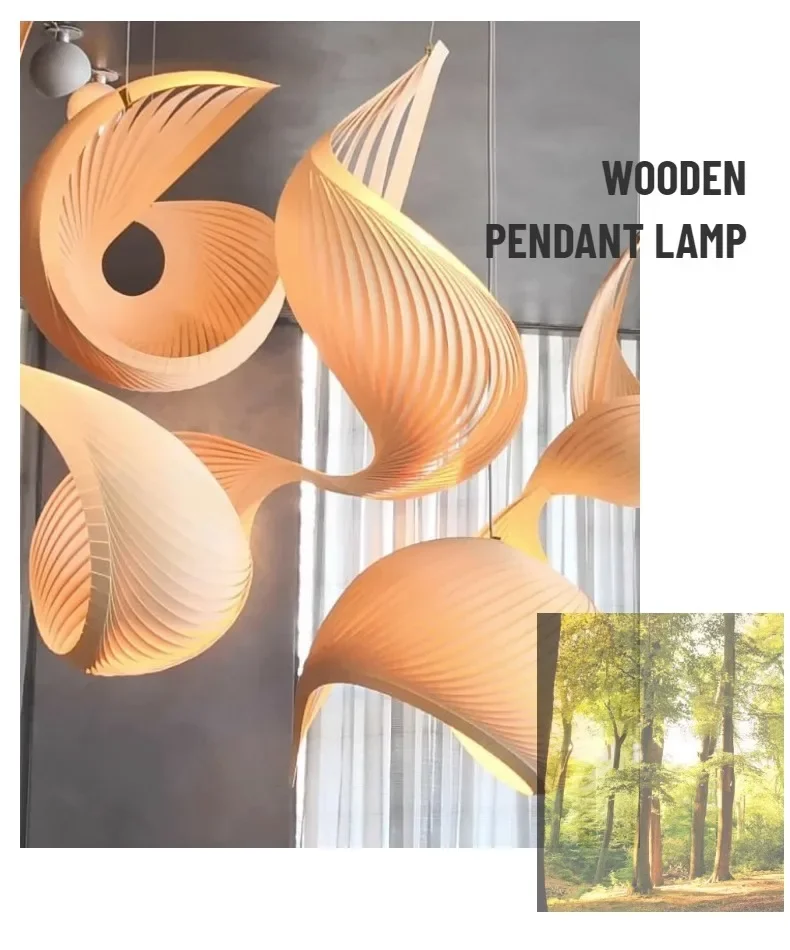 Japanese Led Pendant Light Hanging Lamp Hotel Loft Duplex Villa Stairs Chandelier Nordic Living Dining Room Decor Luster Fixture