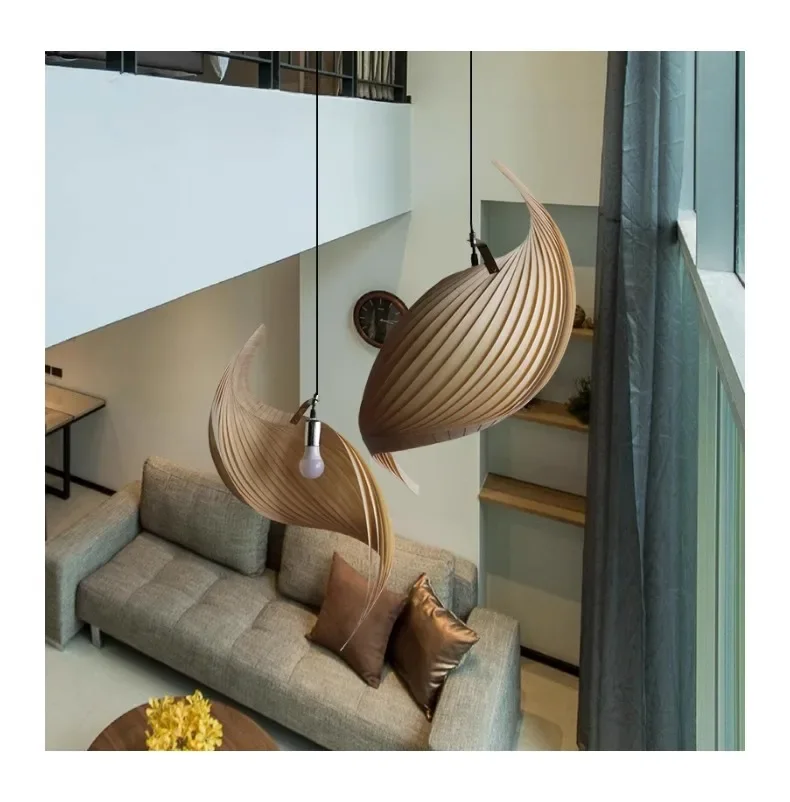 Japanese Led Pendant Light Hanging Lamp Hotel Loft Duplex Villa Stairs Chandelier Nordic Living Dining Room Decor Luster Fixture