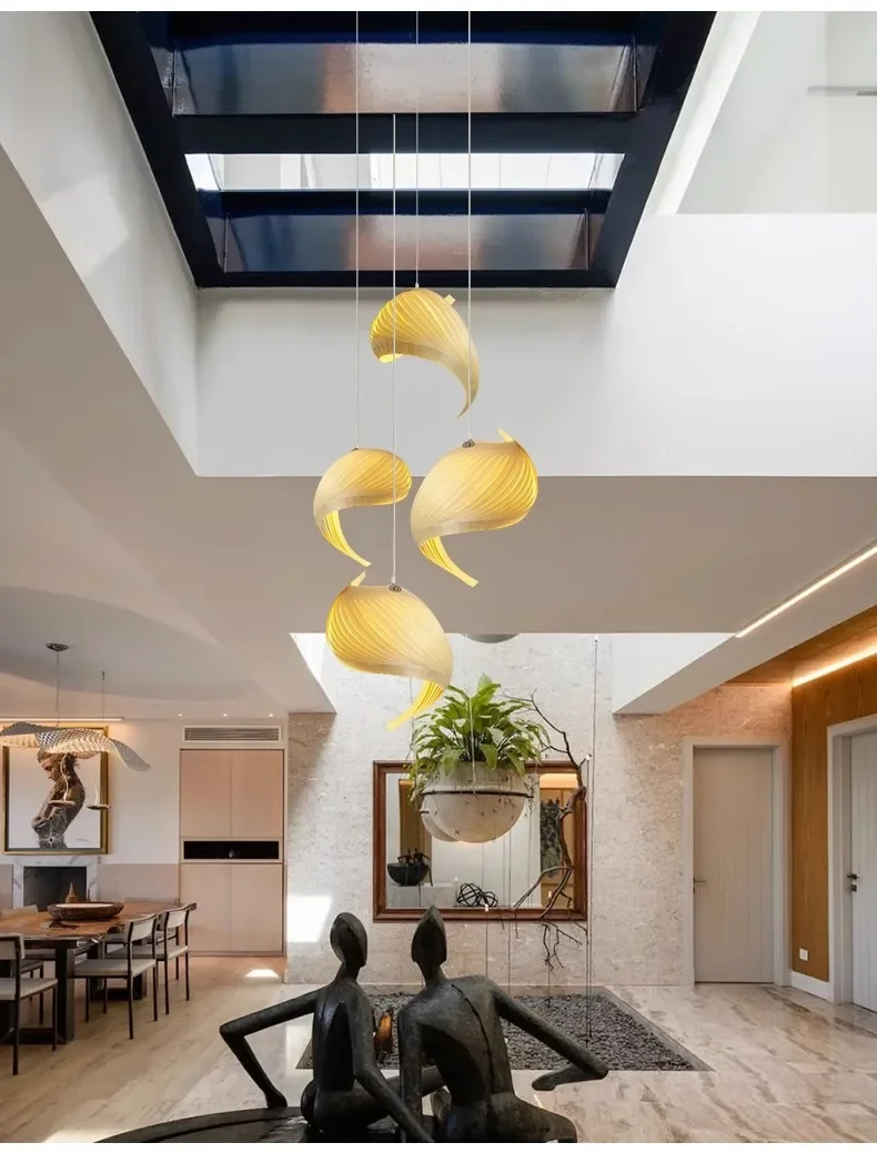 Japanese Led Pendant Light Hanging Lamp Hotel Loft Duplex Villa Stairs Chandelier Nordic Living Dining Room Decor Luster Fixture