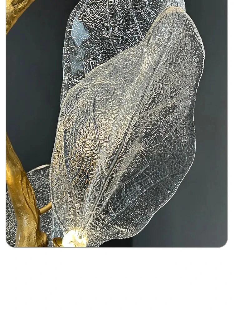 Luxury Resin Leaf Ceiling Chandelier for Staircase Vila Hotel Copper Leaf Pendant Chandelier Living Room Ceiling Lamp Restaurant