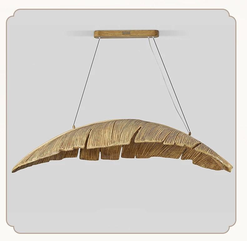 Vintage Restaurant Pendant Light Walnut Color Living Room Bar Counter Led Chandelier Modern Resin Light Luxury Lighting Luster