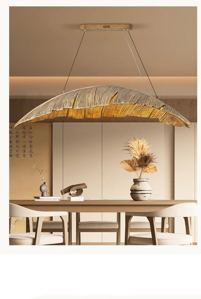 Vintage Restaurant Pendant Light Walnut Color Living Room Bar Counter Led Chandelier Modern Resin Light Luxury Lighting Luster
