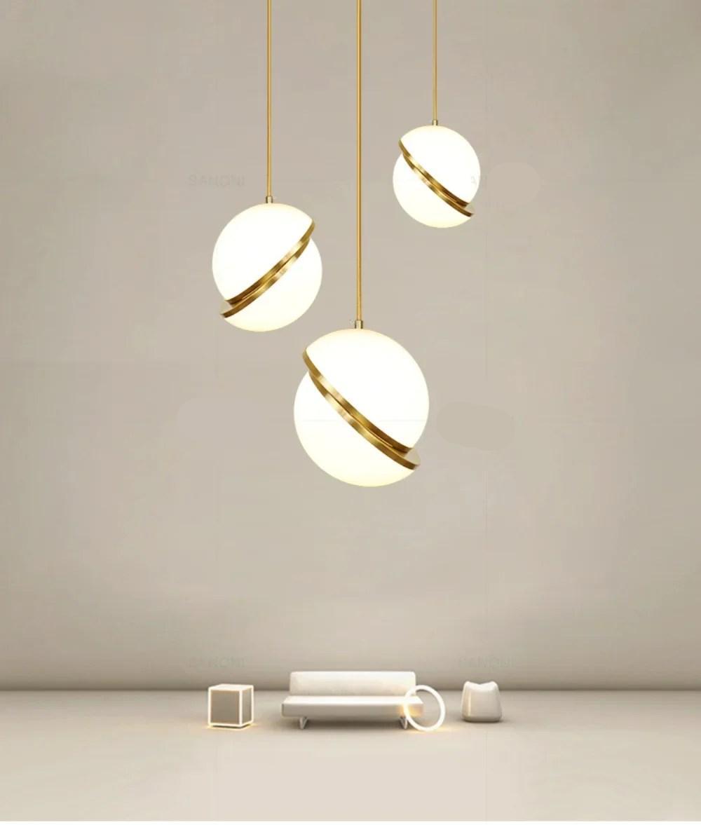 Nordic Hanging Lamp For Dining Living Room Bedroom Bedside Cafe Ball Lampshade Chandelier Indoor Home Decor Lighting Fixture